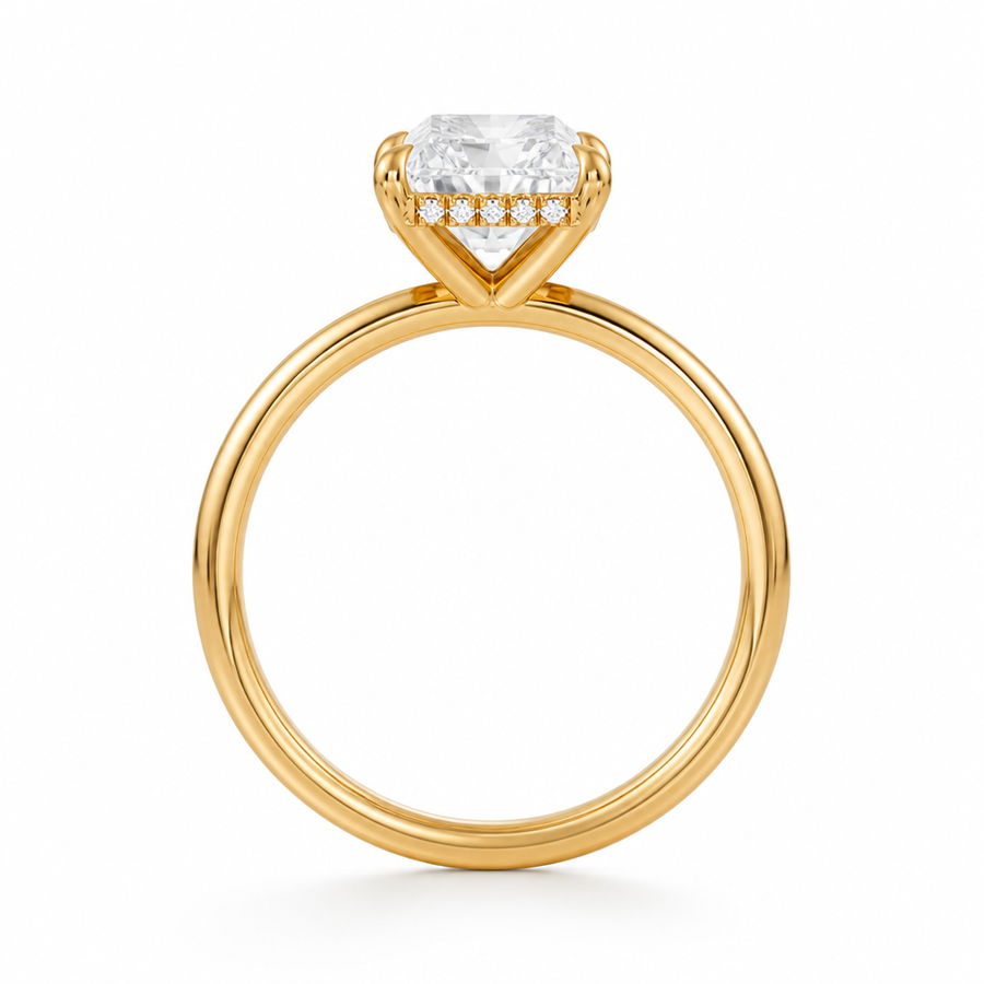 Radiant Solitaire Ring With Hidden Halo
