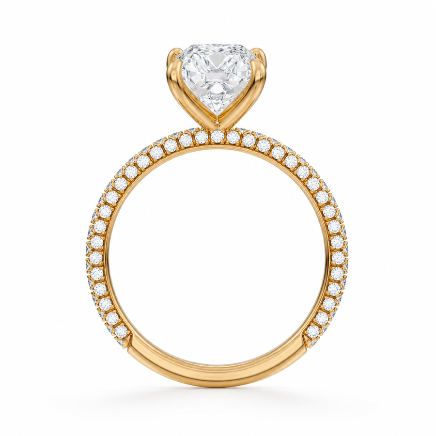 Cushion Three Row Pave Ring