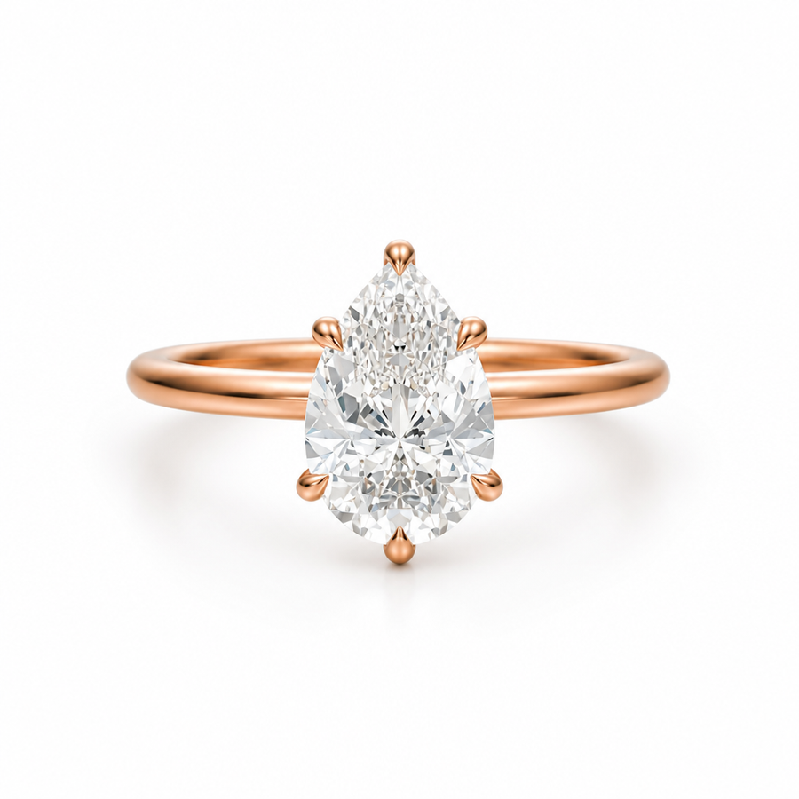 Pear Classic Open Solitaire Ring