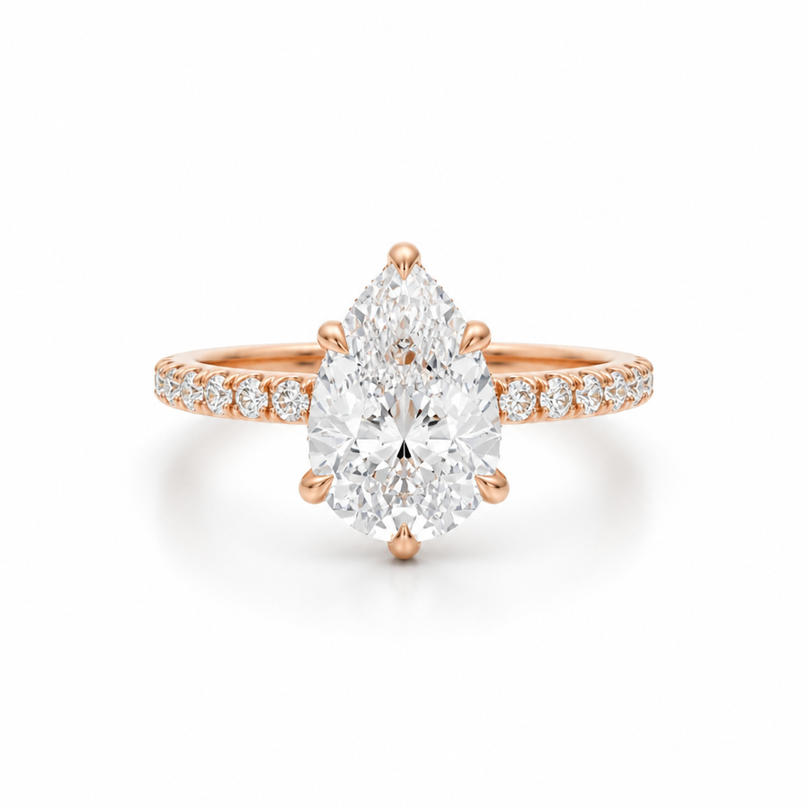 Pear Hidden Halo With Pave Band