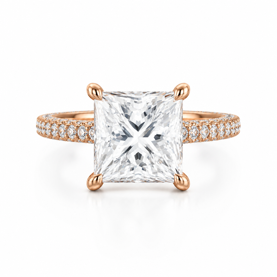 Princess Three Row Pave Ring