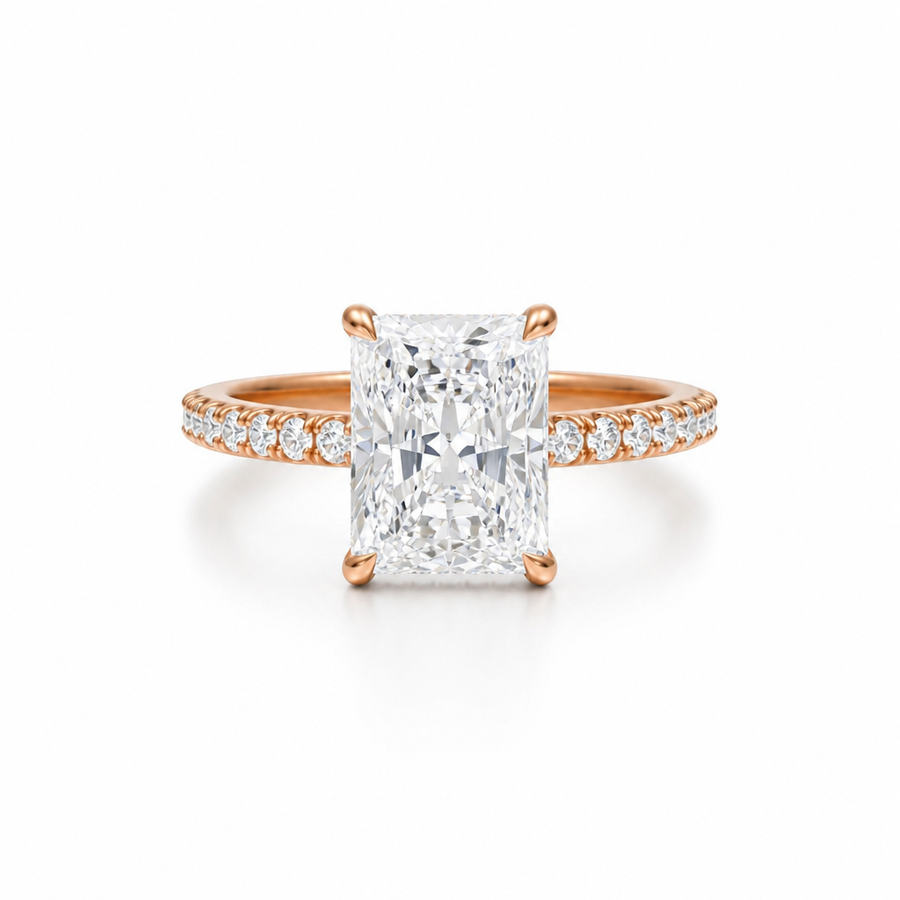 Radiant Diamond Basket With Pave Ring