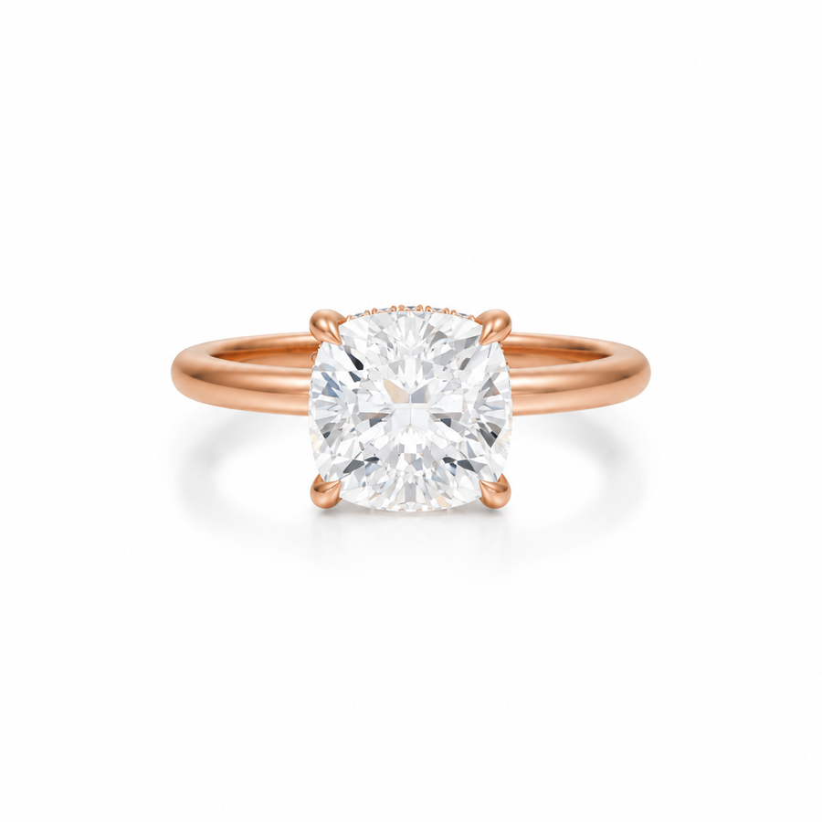 Cushion Martini Basket Solitaire Ring