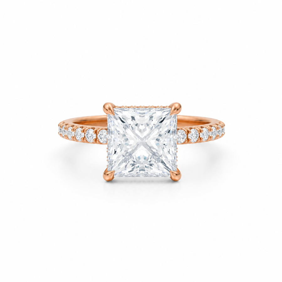 Princess Hidden Halo With Pave Band
