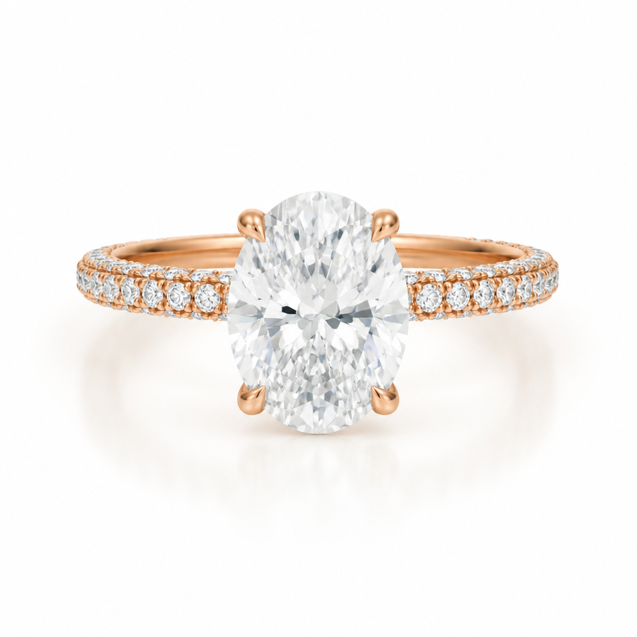 Oval Three Row Pave Ring