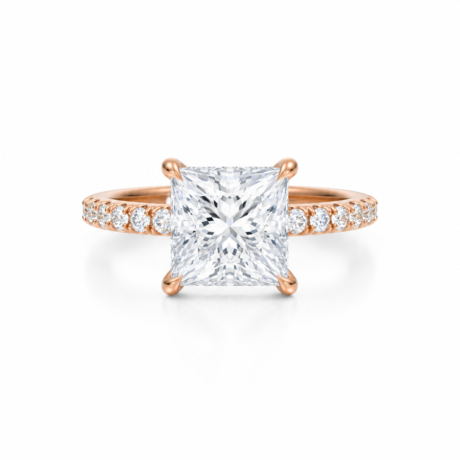 Princess Diamond Basket With Pave Ring
