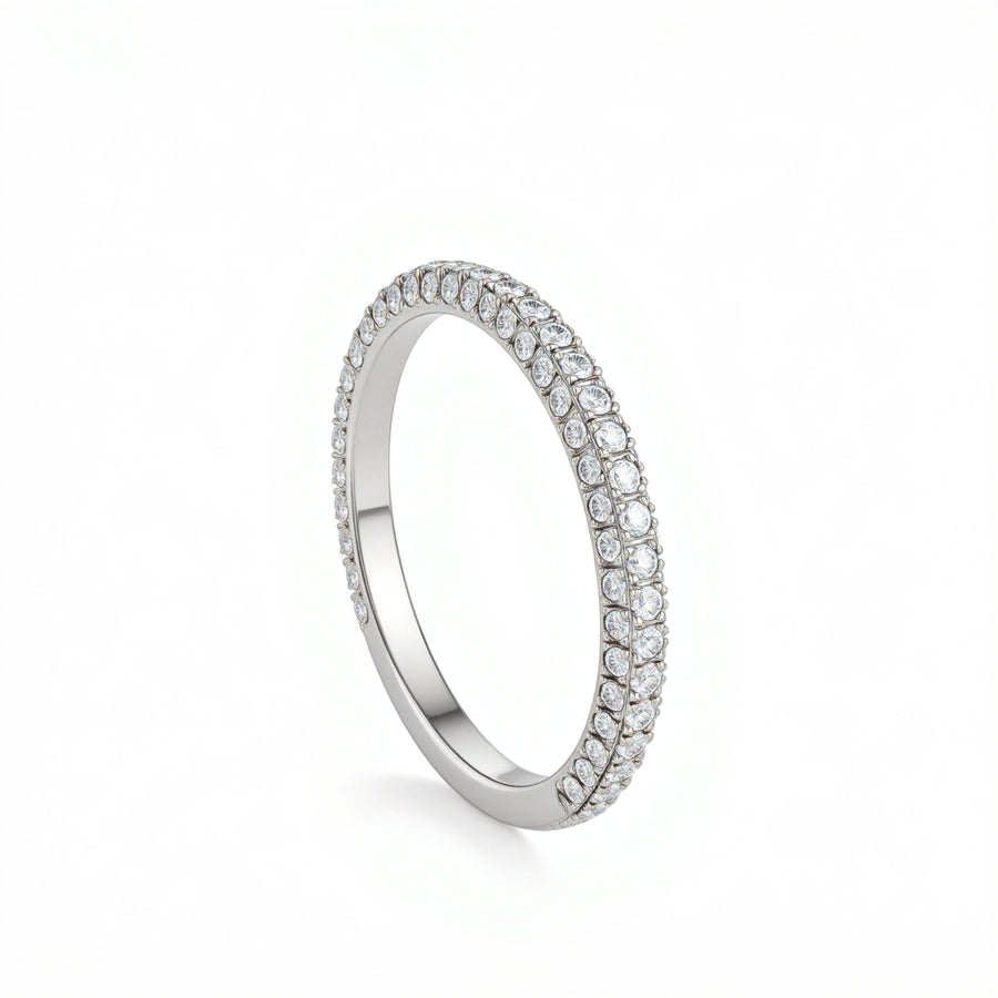 Three Row 3/4 Pave Diamond Eternity Band