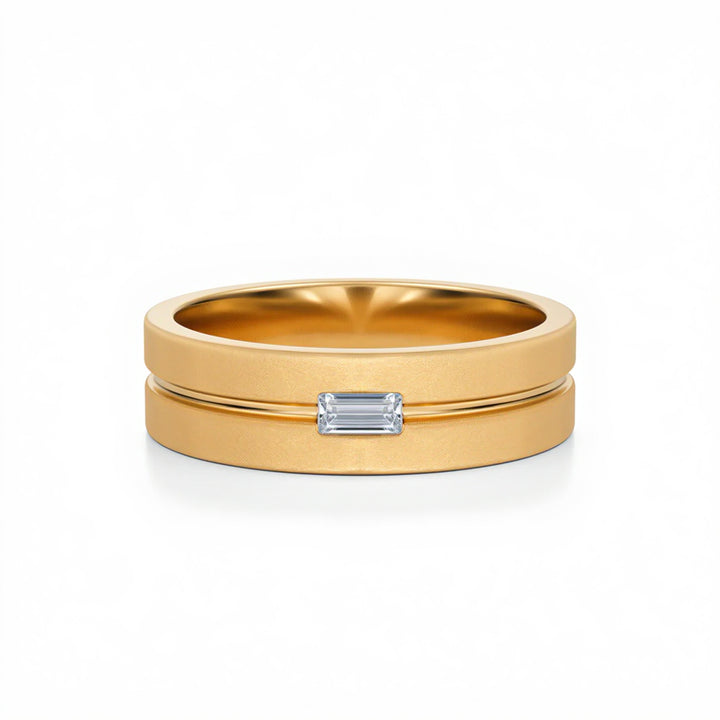 Baguette Diamond Inlay Wedding Ring