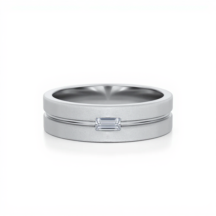 Baguette Diamond Inlay Wedding Ring