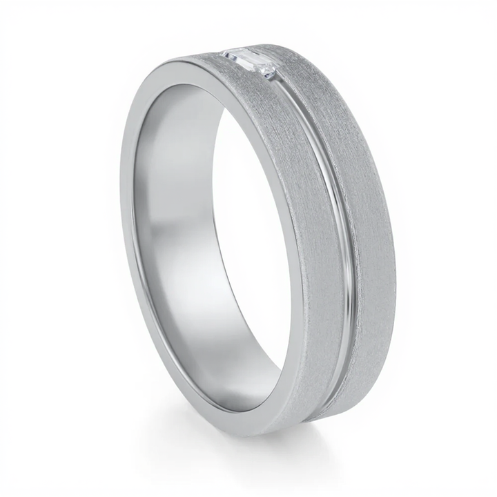 Baguette Diamond Inlay Wedding Ring