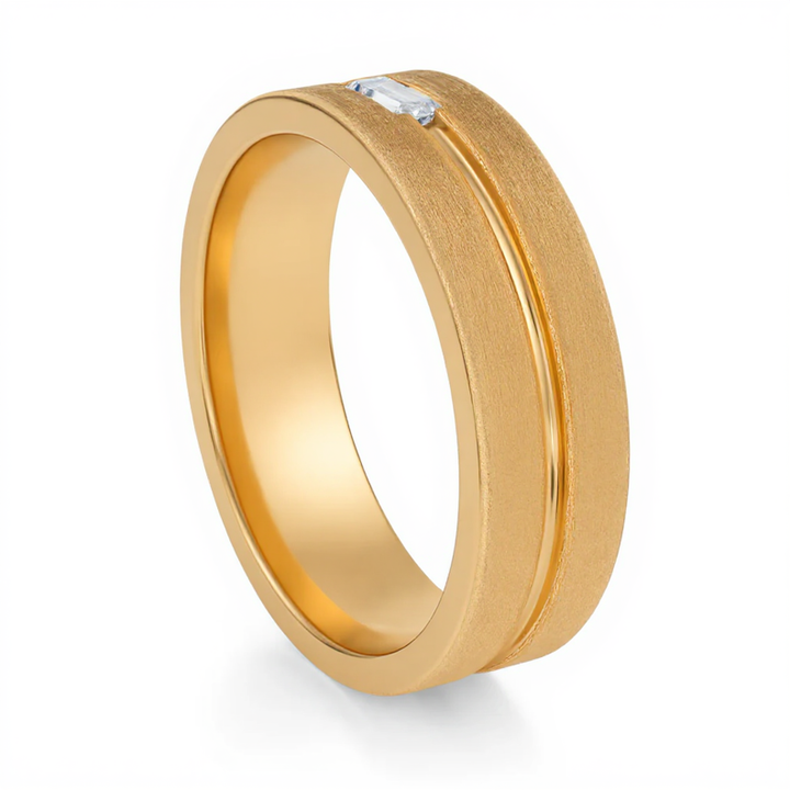 Baguette Diamond Inlay Wedding Ring