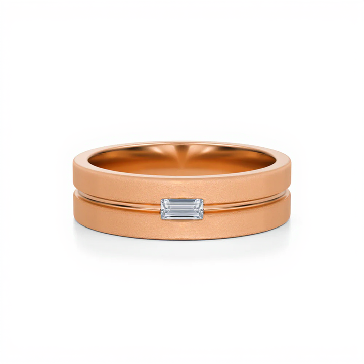 Baguette Diamond Inlay Wedding Ring