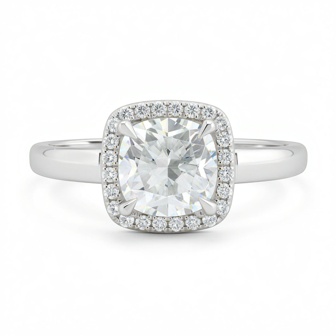 Cushion Halo Solitaire Ring