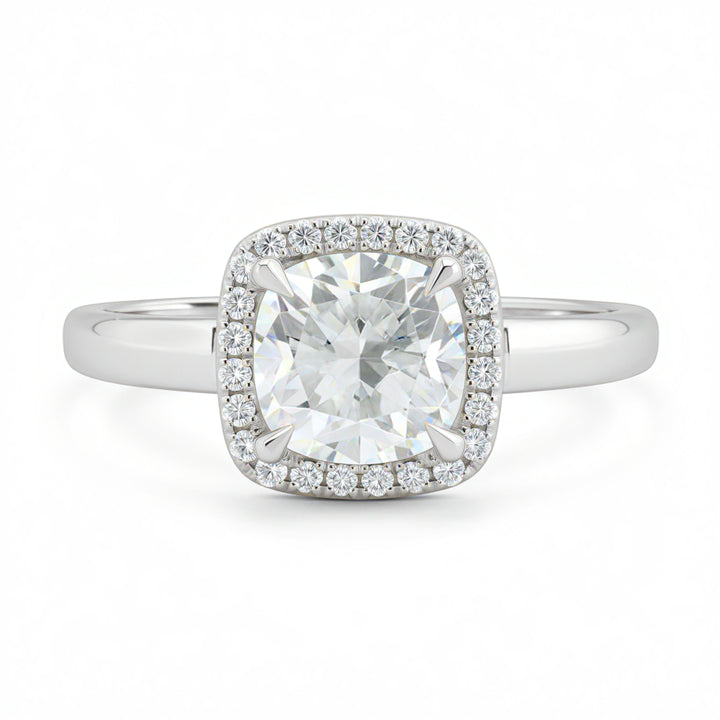 Cushion Halo Solitaire Ring