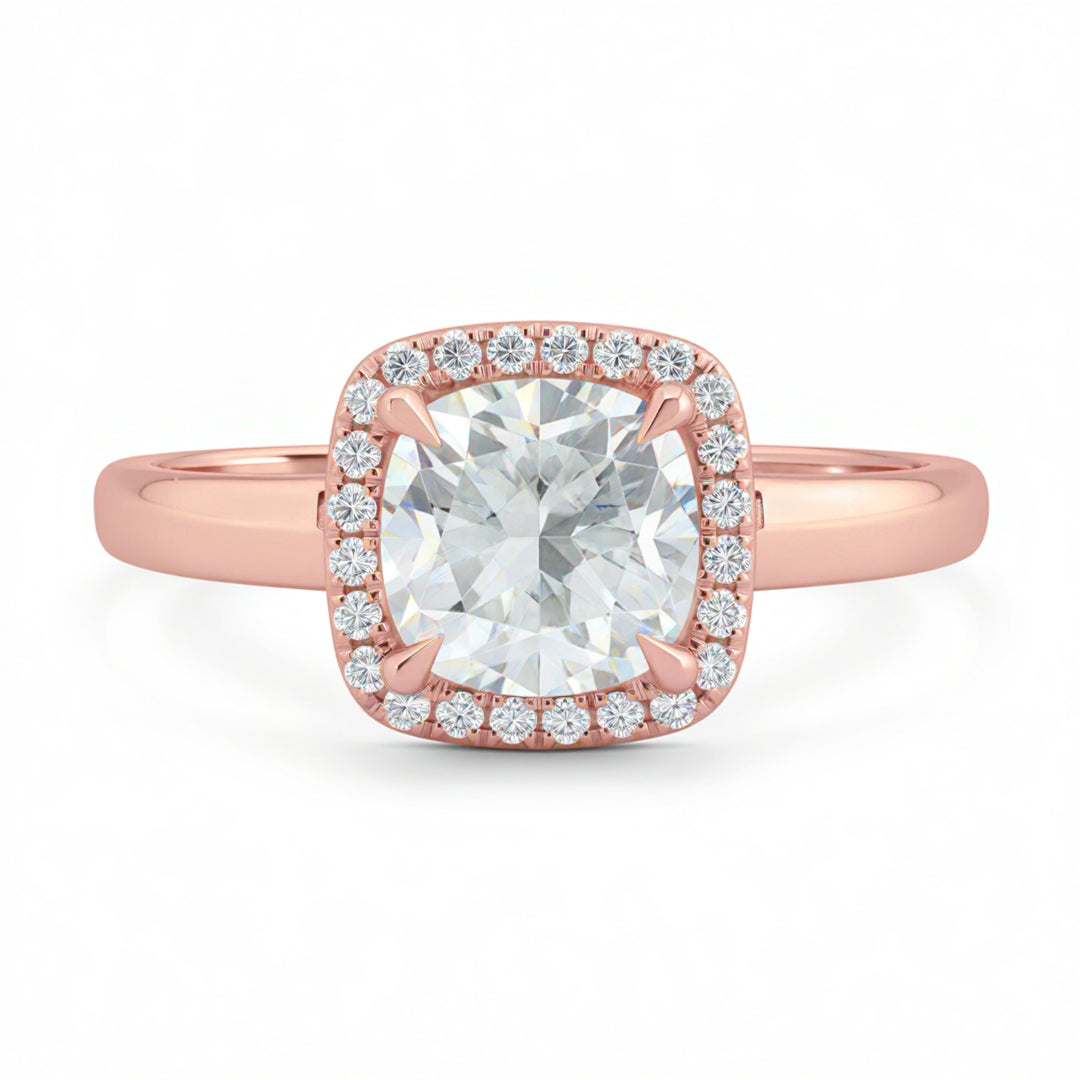 Cushion Halo Solitaire Ring