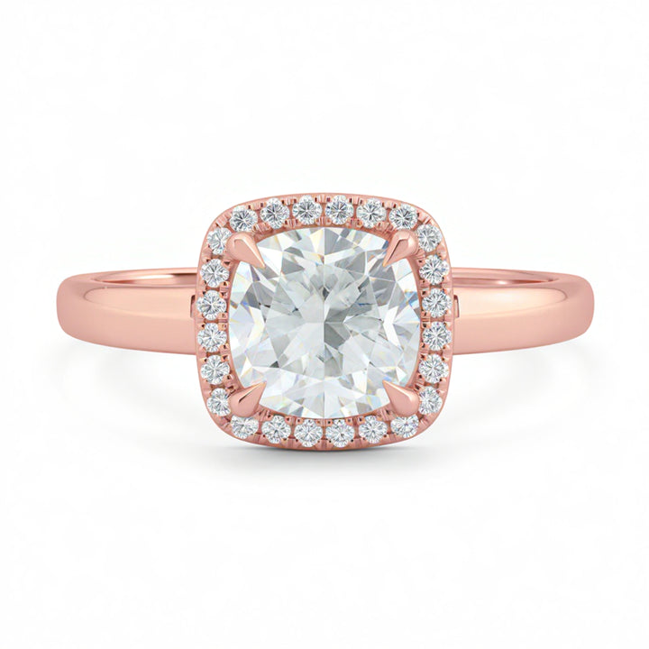 Cushion Halo Solitaire Ring