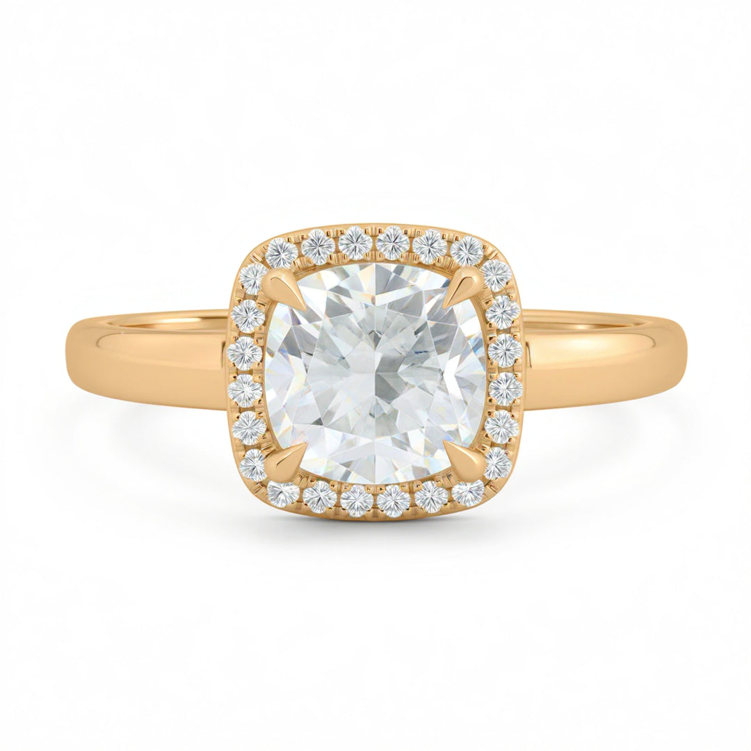 Cushion Halo Solitaire Ring