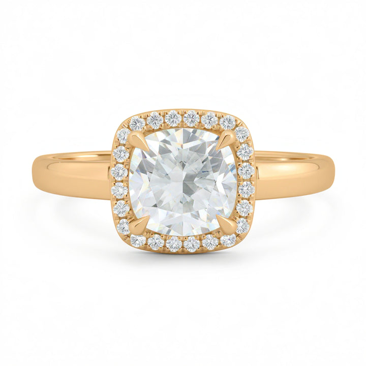 Cushion Halo Solitaire Ring