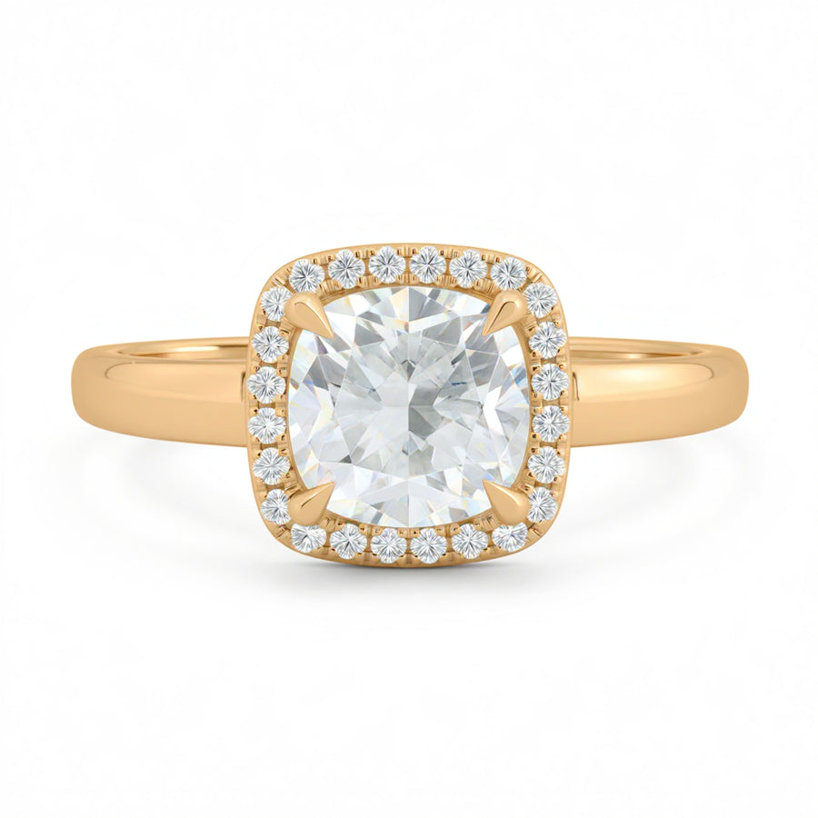 Cushion Halo Solitaire Ring