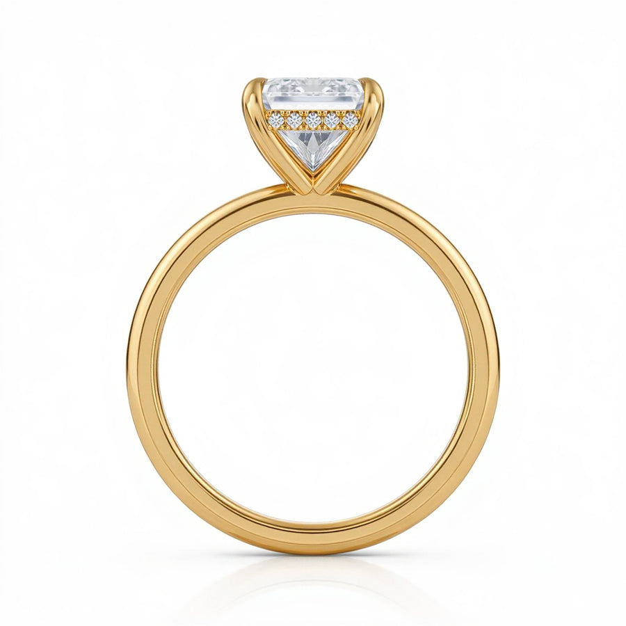 Radiant Solitaire Ring With Hidden Halo