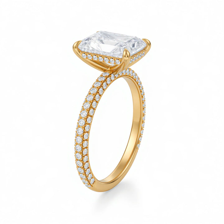 Radiant Hidden Halo with Three Row Pave Band