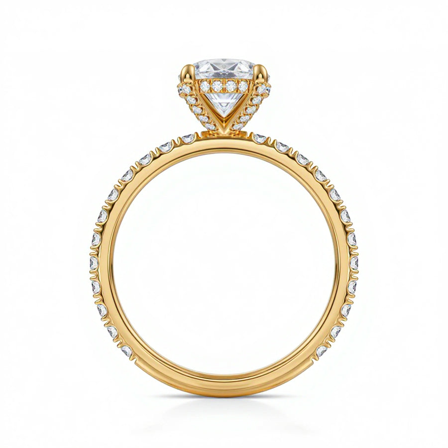 Oval Diamond Basket With Pave Ring
