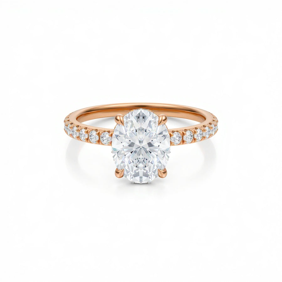 Oval Hidden Halo With Pave Band