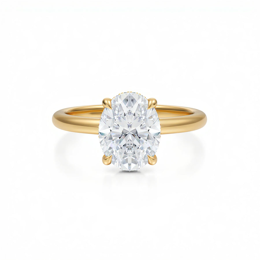 Oval Solitaire Ring With Diamond Basket