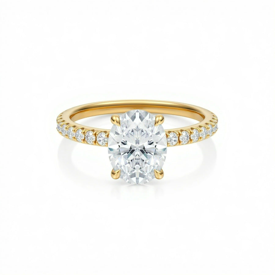 Oval Pave Ring With Pave Prongs