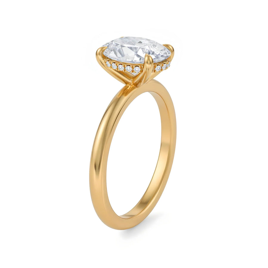 Oval Solitaire Ring With Hidden Halo