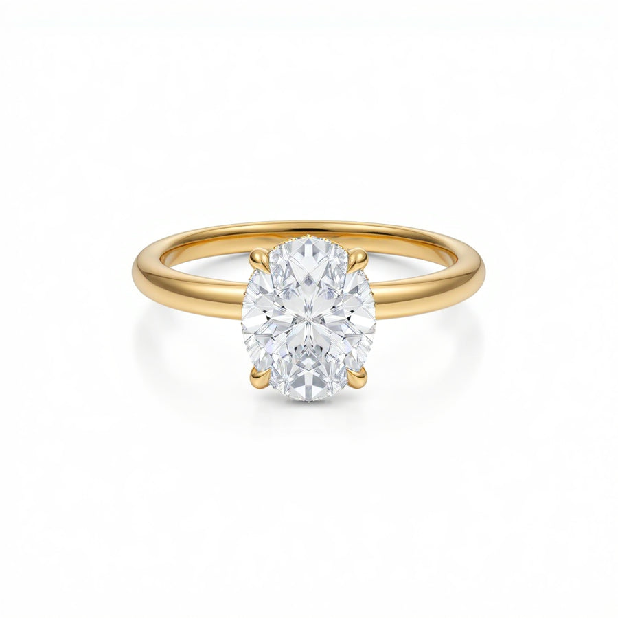 Oval Solitaire Ring With Hidden Halo