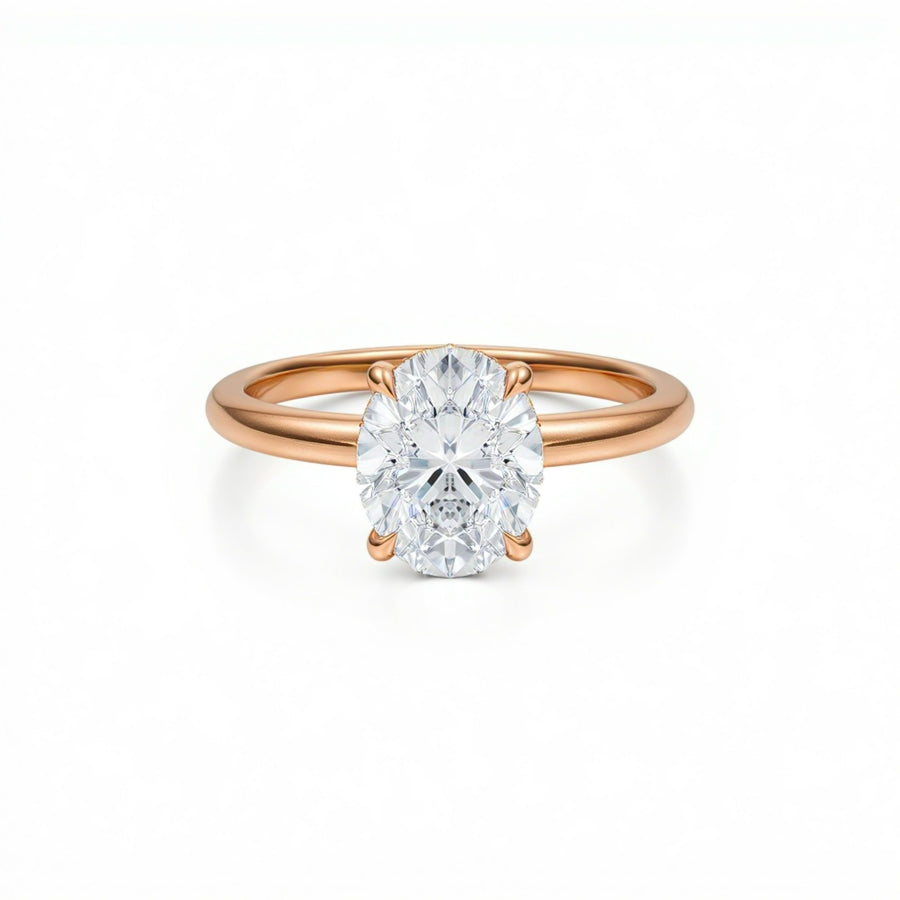 Oval Solitaire Ring With Hidden Halo