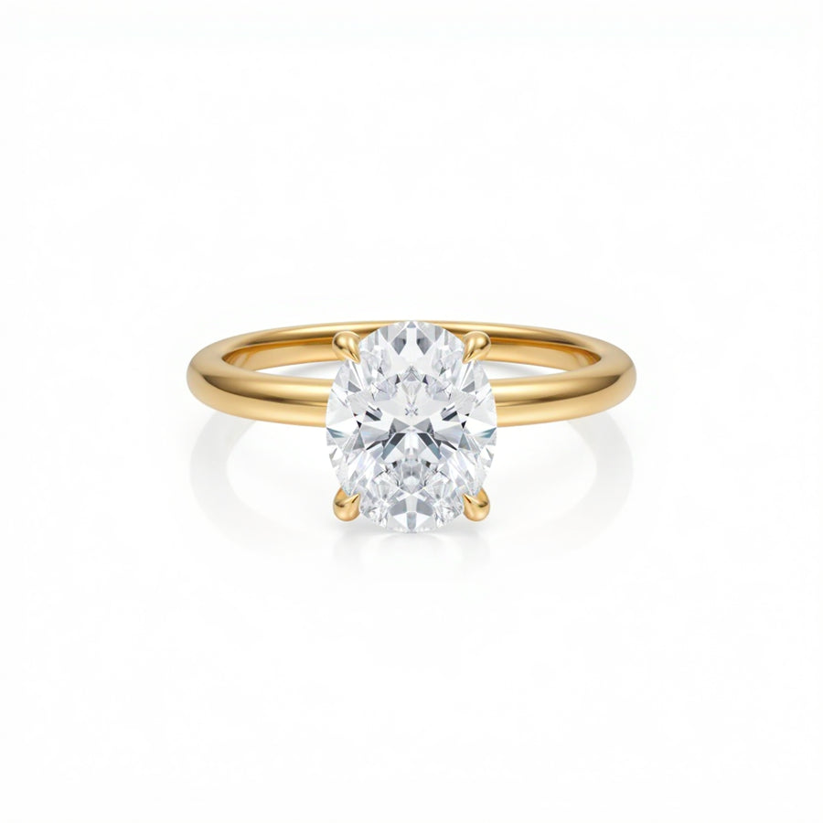 Oval Solitaire Ring With Pave Prongs