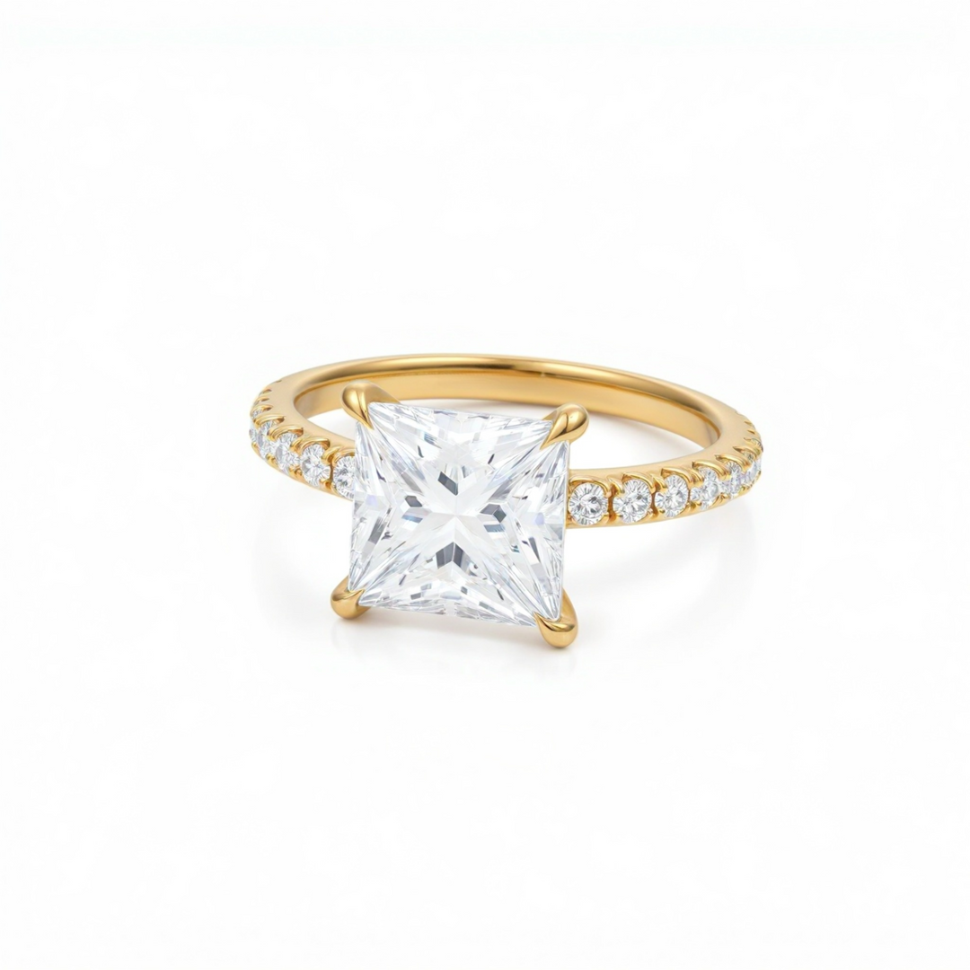 Princess Pave Ring With Pave Prongs