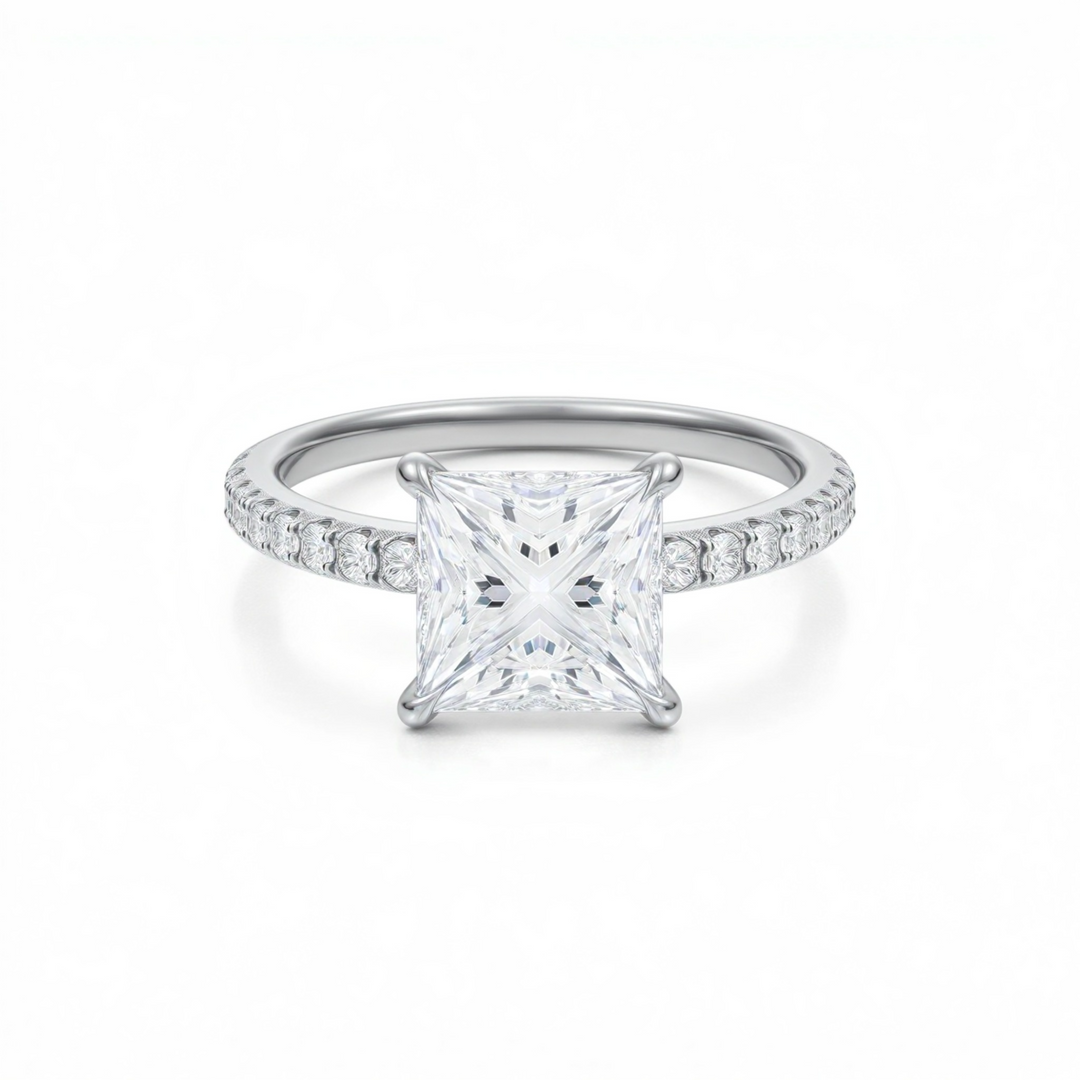 Princess Pave Ring With Pave Prongs