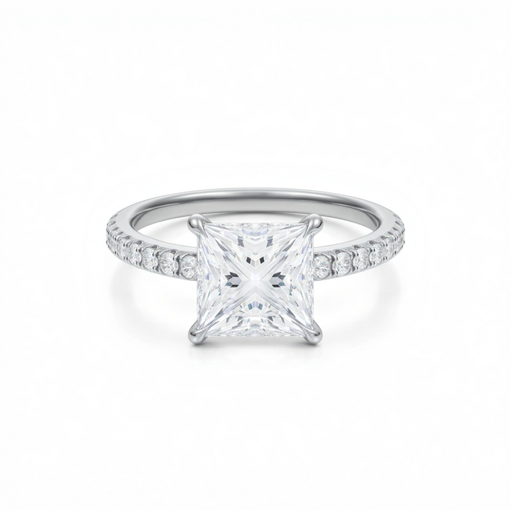 Princess Pave Ring With Pave Prongs