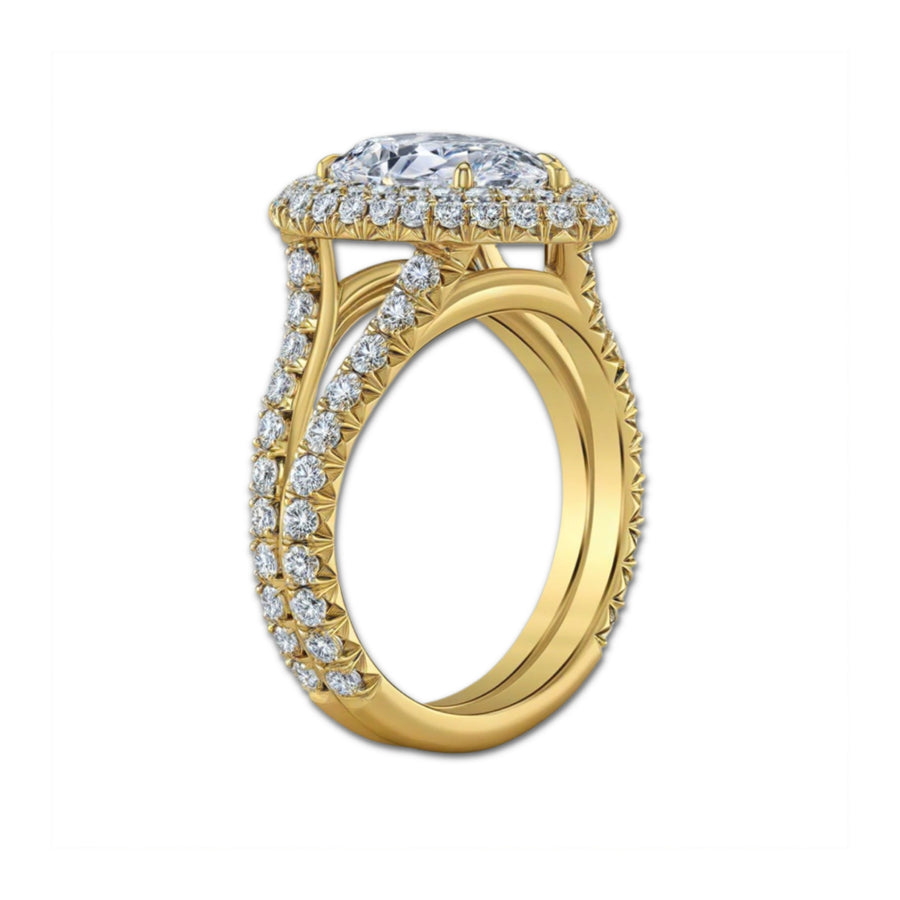 Pear Shape Double Halo Diamond Ring