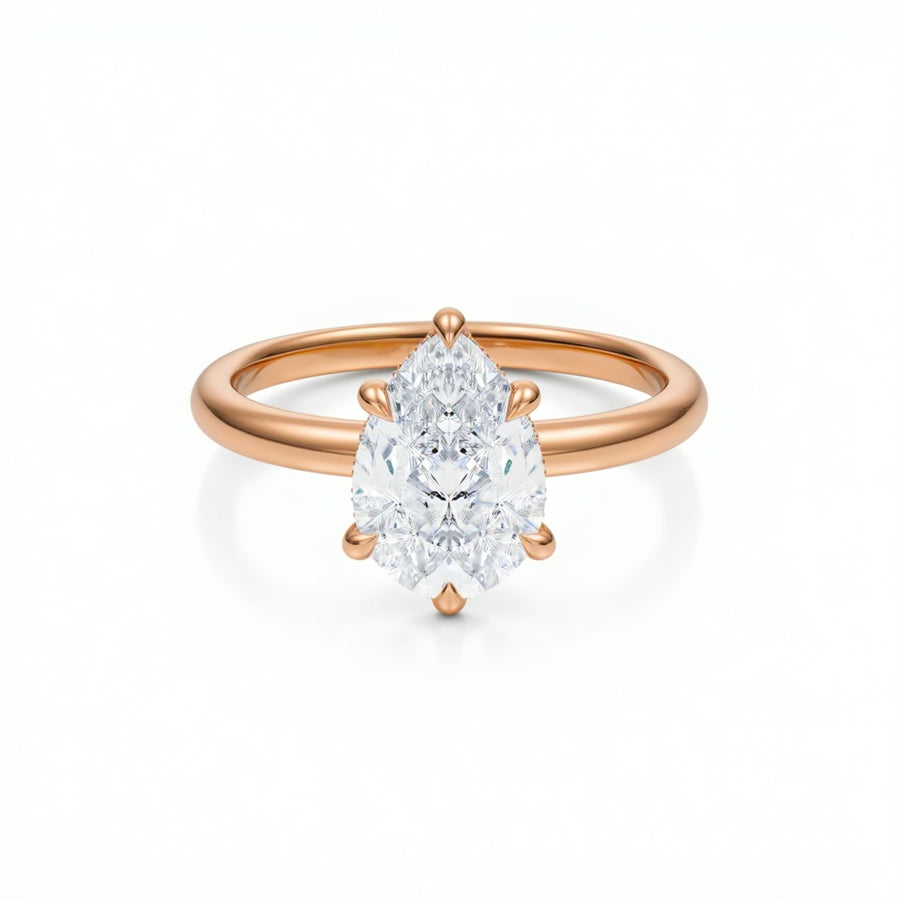 Pear Solitaire Ring With Hidden Halo