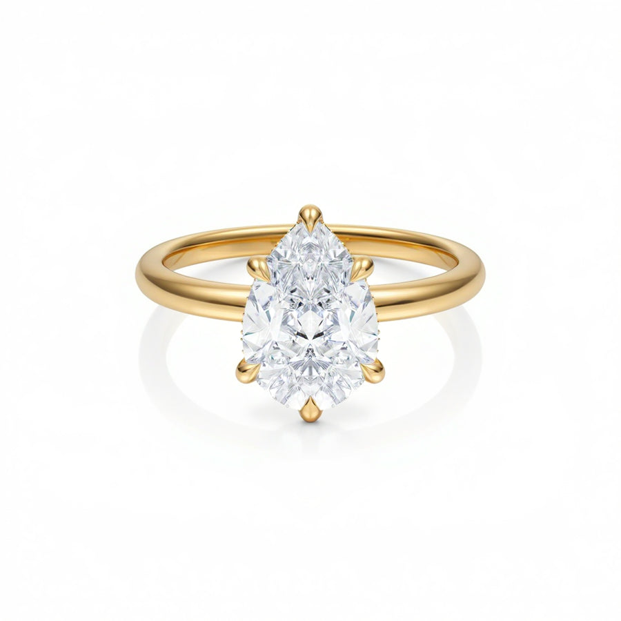 Pear Solitaire Ring With Hidden Halo
