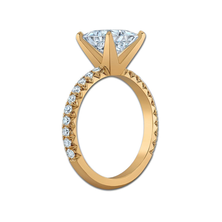 Princess Diamond French Pave 4 Claw Ring