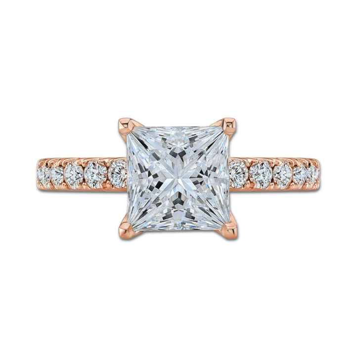 Princess Diamond French Pave 4 Claw Ring