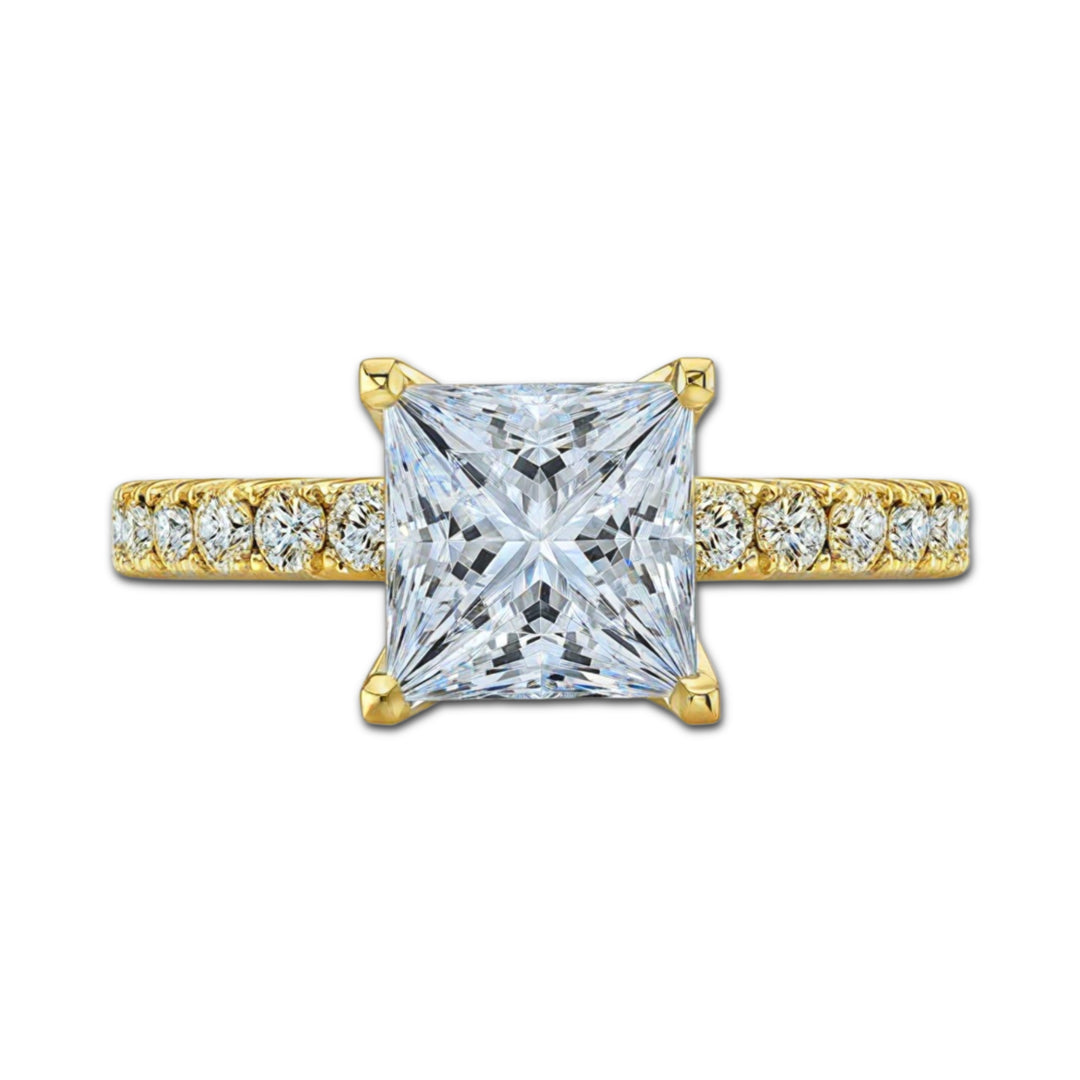 Princess Diamond French Pave 4 Claw Ring
