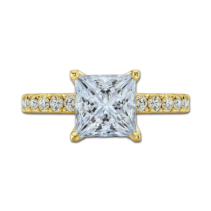 Princess Diamond French Pave 4 Claw Ring