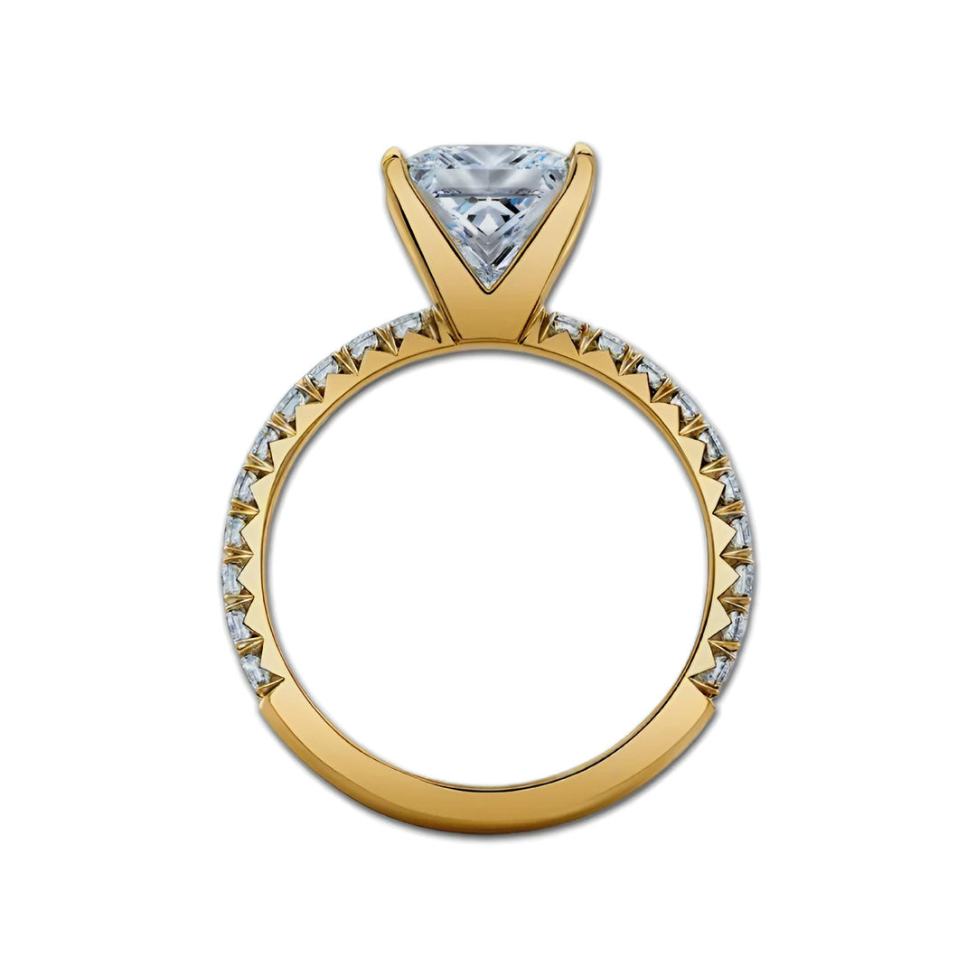 Princess Diamond French Pave 4 Claw Ring
