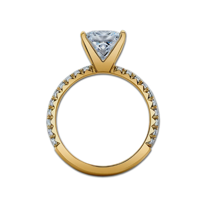 Princess Diamond French Pave 4 Claw Ring
