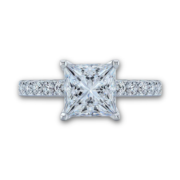 Princess Diamond French Pave 4 Claw Ring
