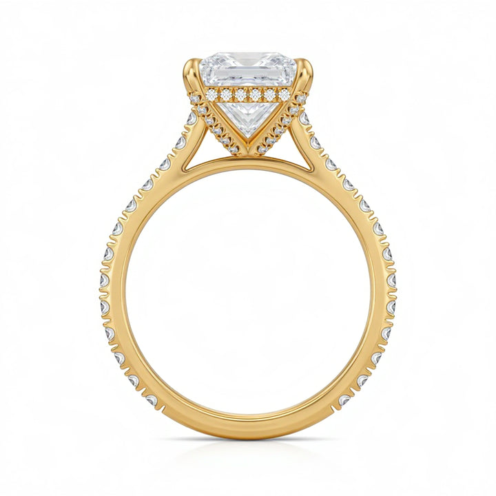 Princess Pave Cathedral Ring With Diamond Basket