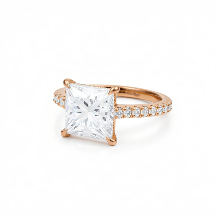 Princess Pave Cathedral Ring With Diamond Basket