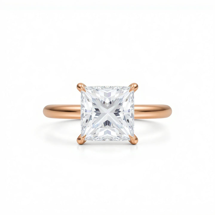 Princess Solitaire Ring With Hidden Halo