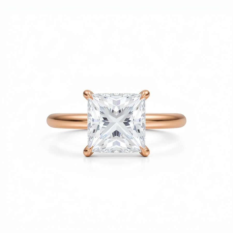 Princess Solitaire Ring With Hidden Halo